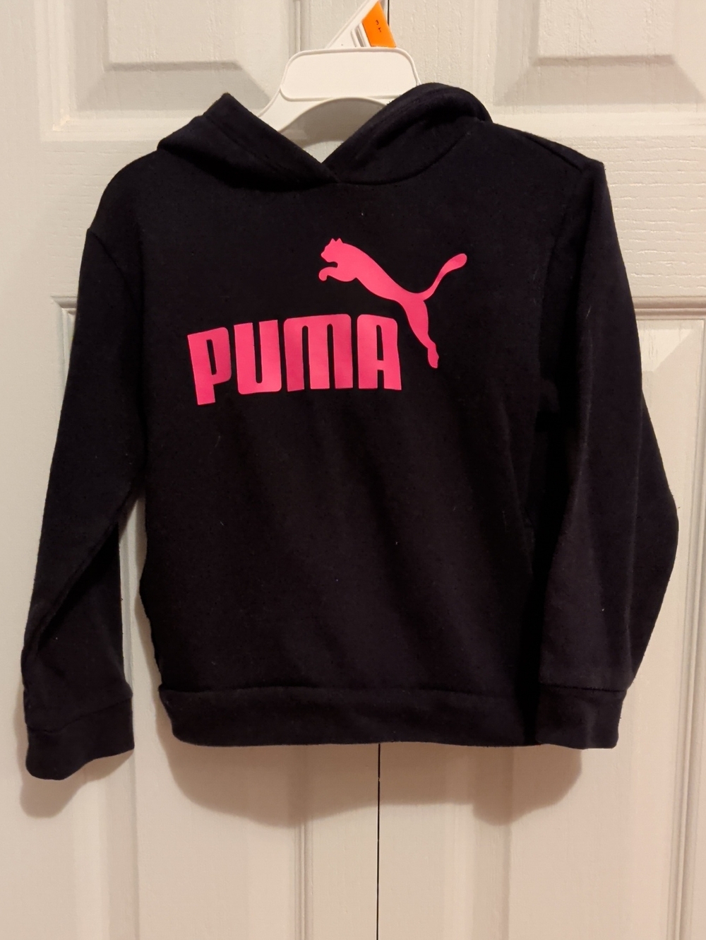 PUMA Black Hoodie with Pink Logo